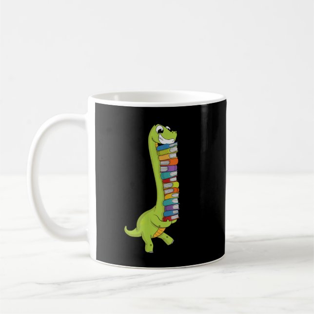 Teachersaurus Dinosaur Teacher Shirt Dino Reading  Coffee Mug (Left)