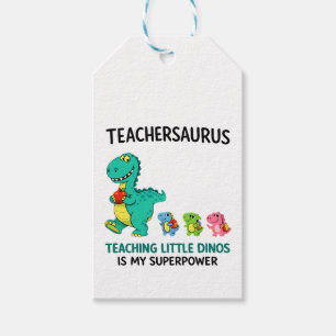 Teachersaurus teacher humour with little dinosaurs gift tags