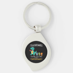 Teachersaurus teacher humour with little dinosaurs keychain