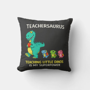 Teachersaurus teacher humour with little dinosaurs throw pillow