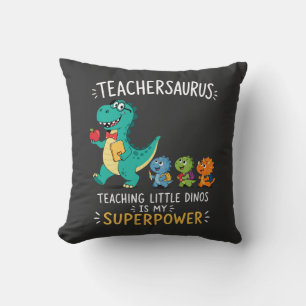Teachersaurus teacher humour with little dinosaurs throw pillow