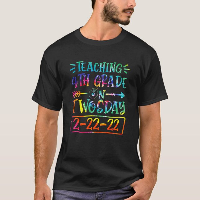 Teaching 4Th Grade On Twosday 2-22-22, Funny Teach T-Shirt (Front)