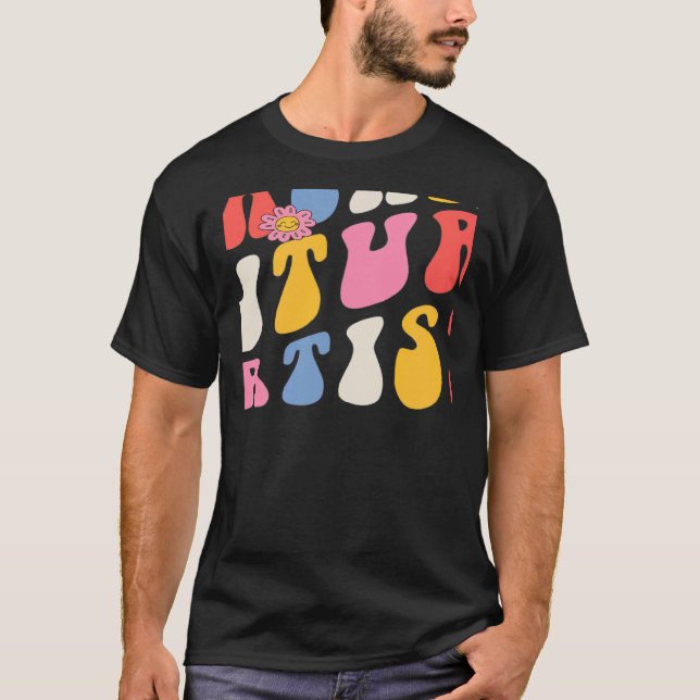 Teaching Future Artists Groovy Retro Back To Schoo T-Shirt (Front)