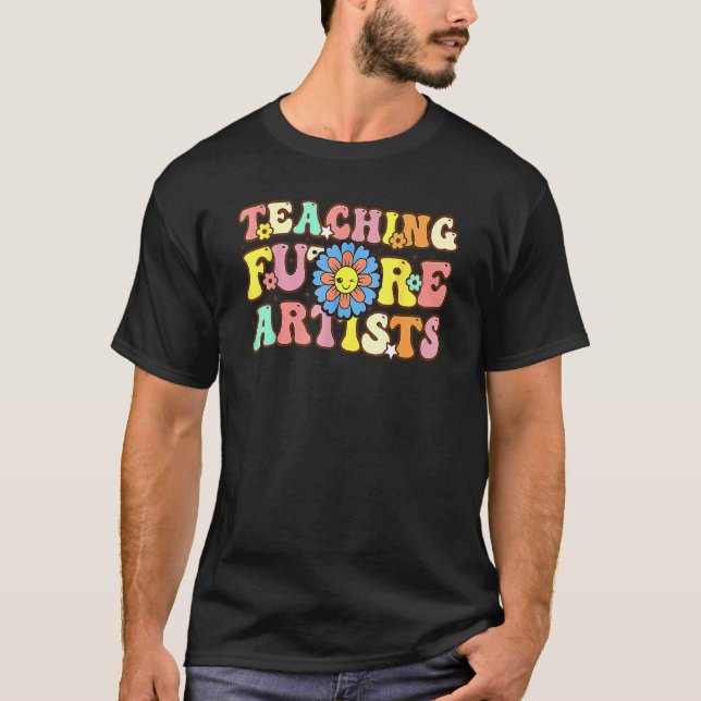 Teaching Future Artists Retro Teacher Students Men T-Shirt (Front)