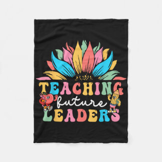 Teaching Future Leaders Groovy Sunflower  Fleece Blanket