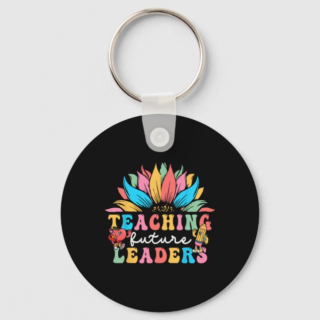 Teaching Future Leaders Groovy Sunflower  Keychain (Front)