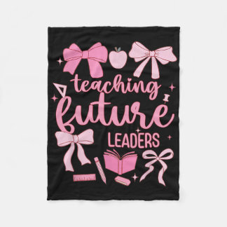 Teaching Future Leaders Pink Coquette Teacher Back Fleece Blanket