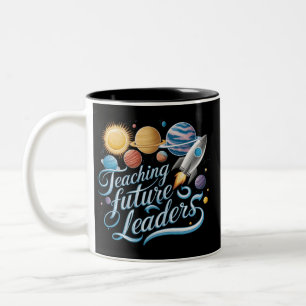 Teaching Future Leaders Space Planet Teacher Two-Tone Coffee Mug