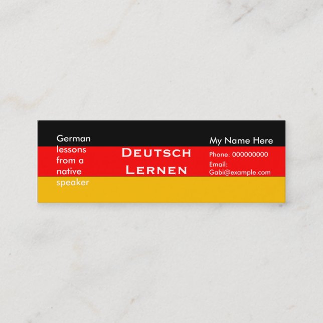 Teaching German Language -- Advertising Cards (Front)