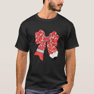 Teaching Is A work Of Heart Coquette Bow Teacher V T-Shirt