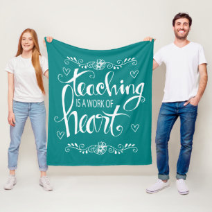 Teaching Is A Work Of Heart Cute Phrase Fleece Blanket
