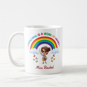 Teaching Is a Work of Heart Cute Rainbow Teacher Coffee Mug