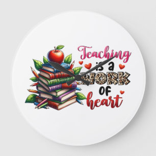 Teaching Is A Work Of Heart Large Clock