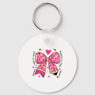 Teaching Is A Work Of Heart Pencil Bow Teacher Val Keychain