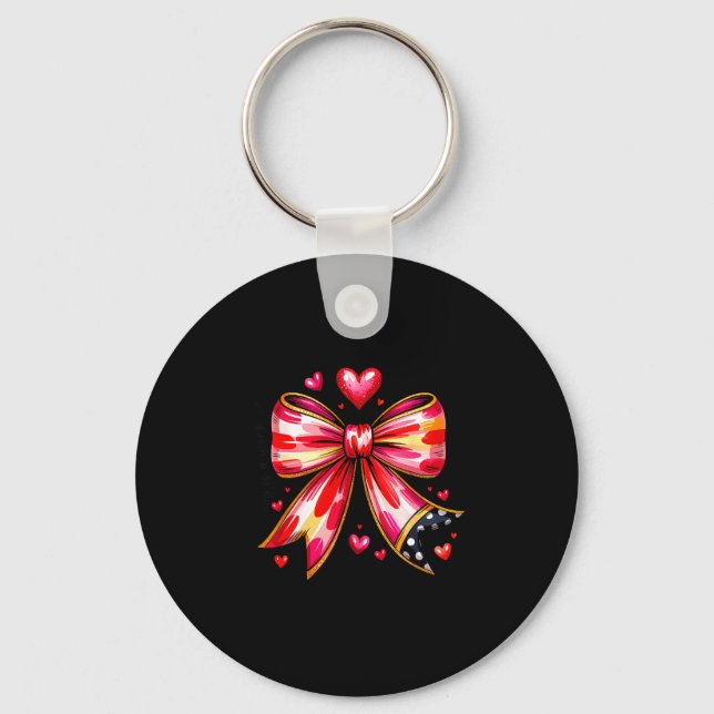 Teaching Is A Work Of Heart Pencil Bow Teacher Val Keychain (Front)