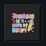 Teaching Is A Work Of Heart Pencil Bow Teacher Val Magnet<br><div class="desc">Teaching Is A Work Of Heart Pencil Bow Teacher Valentine</div>