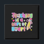 Teaching Is A Work Of Heart Pencil Bow Teacher Val Magnet<br><div class="desc">Teaching Is A Work Of Heart Pencil Bow Teacher Valentine</div>