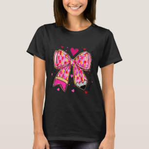 Teaching Is A Work Of Heart Pencil Bow Teacher Val T-Shirt