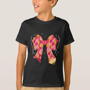 Teaching Is A Work Of Heart Pink Coquette Bow Vale T-Shirt