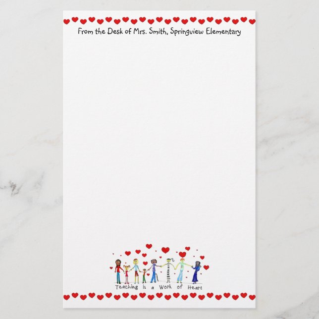 Teaching is a Work of Heart Stationery (Front)