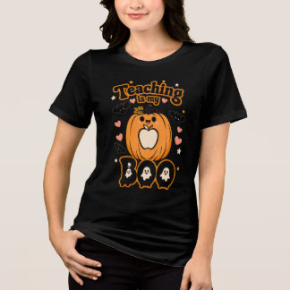 Teaching Is My Boo Halloween Teacher Cute Pumpkin Tri-Blend Shirt