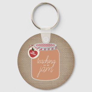 Teaching is my Jam Mason Jar Apple Teacher Keychain