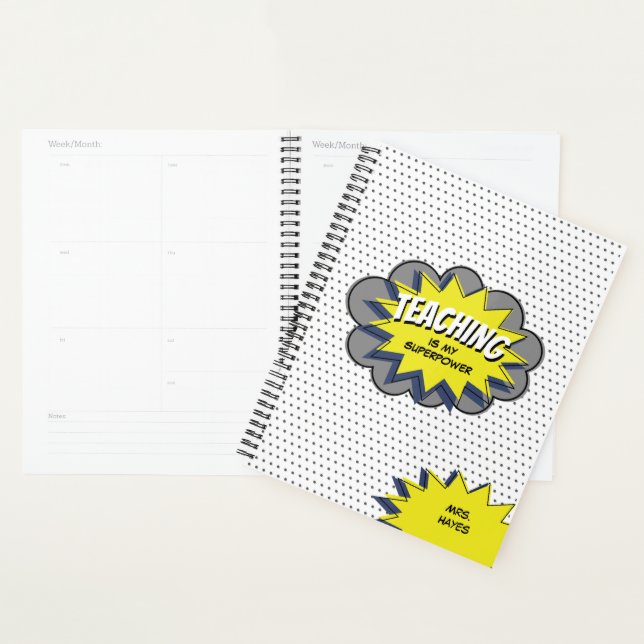 Teaching is my Superpower Blue Yellow Comic Planner (Display)