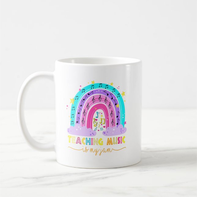 Teaching Music Is My Jam Musical Teacher Rainbow Coffee Mug (Left)