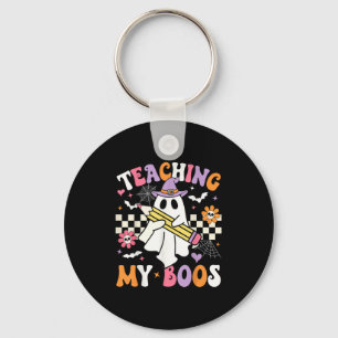 Teaching My Boos Ghost Teacher Cute Groovy Hallowe Keychain