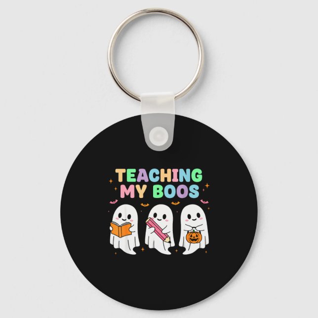 Teaching My Boos Soky Teacher Women Cute Ghost  Keychain (Front)