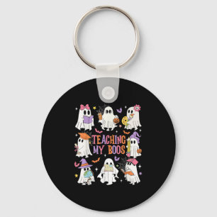 Teaching My Boos Teacher Cute Ghost Groovy Teacher Keychain