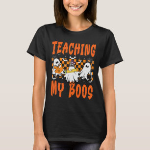 Teaching My Boos Teacher Cute Ghost Groovy Teacher T-Shirt