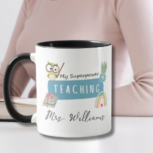 Teaching My Superpower & Rainbow,Red Apple,Flower Mug