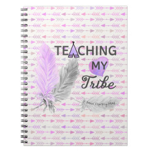 Teaching my Tribe Pink Arrow Pattern Personalized Notebook