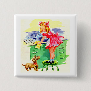 Teaching Rover how to wash the dishes 2 Inch Square Button