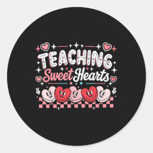Teaching Sweet Hearts Valentines Day Teacher Classic Round Sticker