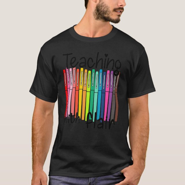 Teaching With Flair Teaching With Joy  Teacher T-Shirt (Front)