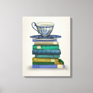 Teacup and Books Canvas Print