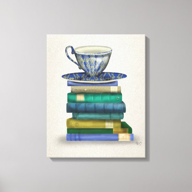 Teacup and Books Canvas Print (Front)