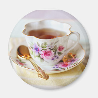 Teacup and Gold Teaspoon Magnet