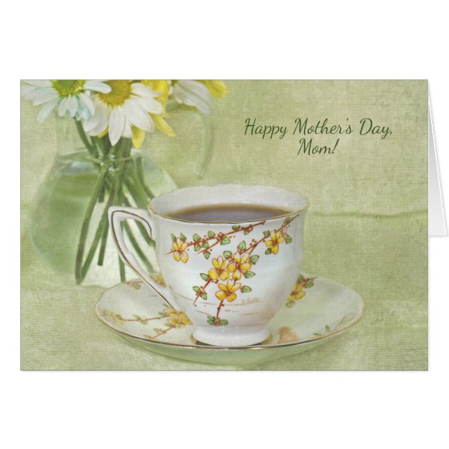 Teacup antique de la Fête des Mères avec bouquet d (Devant horizontal)