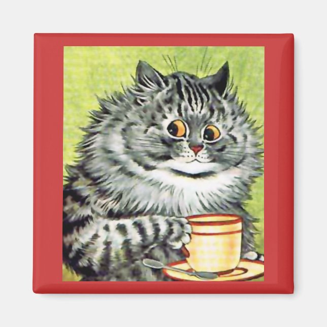 Teacup Cat Magnet by Louis Wain (Front)