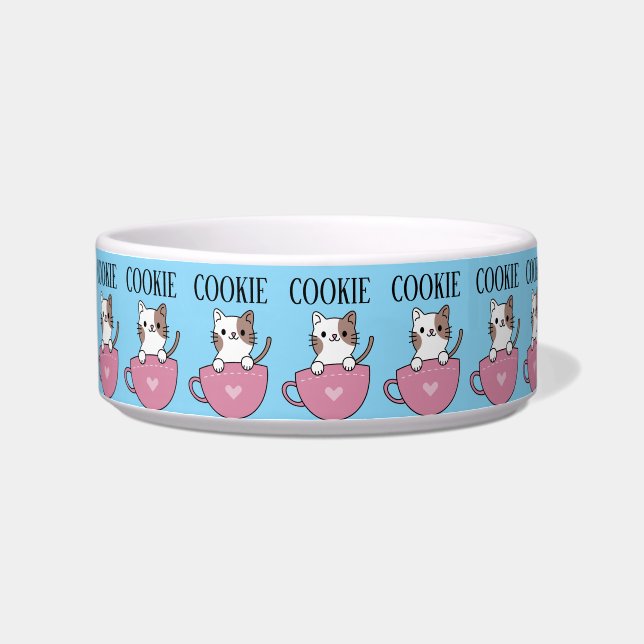 Teacup Cat Pesonalized  Bowl (Left)