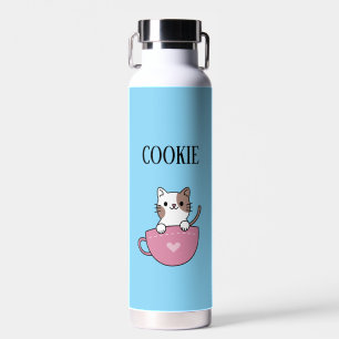 Teacup Cat Pesonalized  Water Bottle