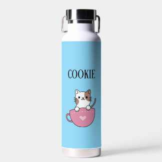 Teacup Cat Pesonalized  Water Bottle