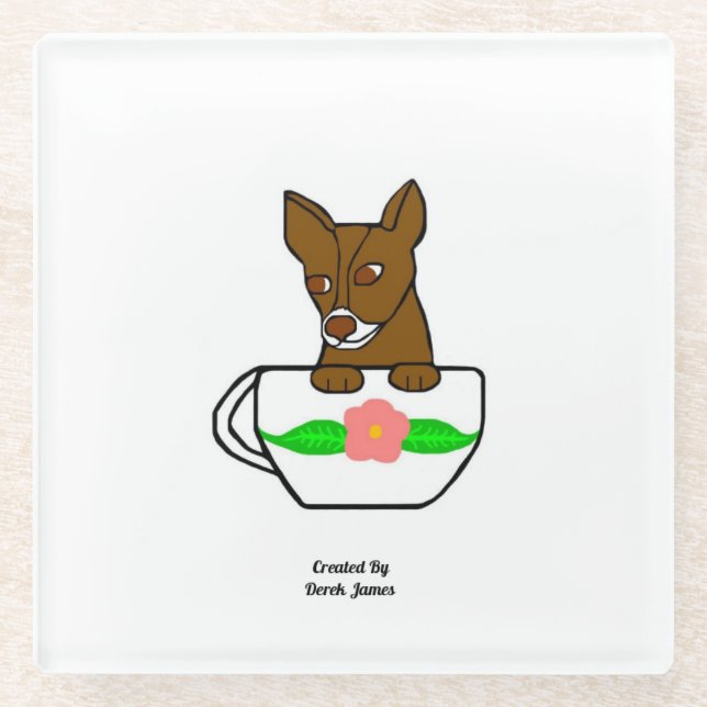 Teacup Chihuahua Glass Coaster (Front)