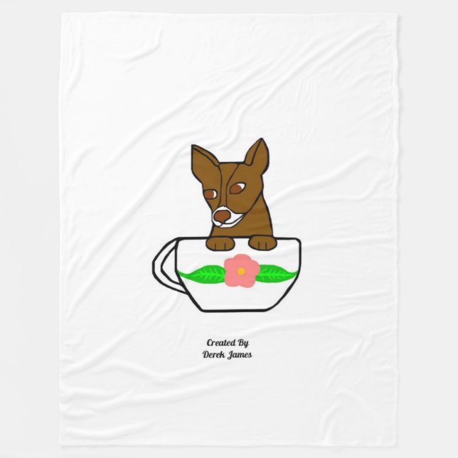 Teacup Chihuahua Large Fleece Blanket (Front)