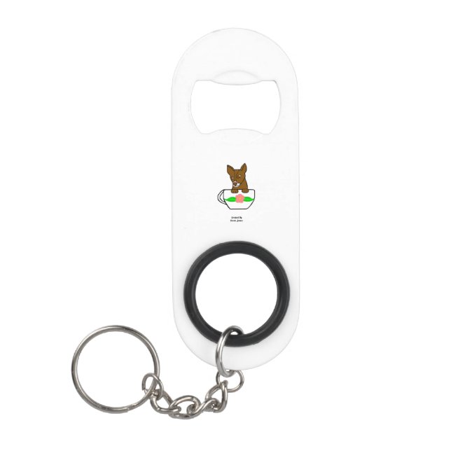 Teacup Chihuahua Mini Bottle Opener Keychain (Front)