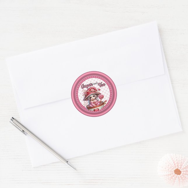 Teacup Cuties Classic Round Sticker (Envelope)