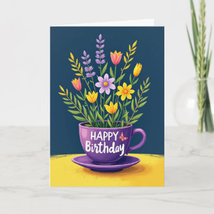 Teacup Floral Birthday Card